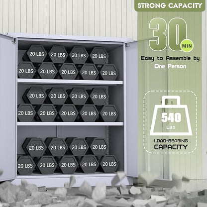 SUNCROWN Metal Storage Cabinets, 36”Locking Cabinet with Doors and Adjustable Shelves, Steel Utility Tool Garage Cabinets for Home, Office, Kitchen,Warehouse, Grey