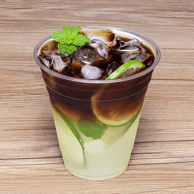 Karat [1,000 ct] 12oz Plastic Cups, Clear Disposable Cold Cups for Iced Coffee, Smoothies, Cocktail, and Water, 98mm