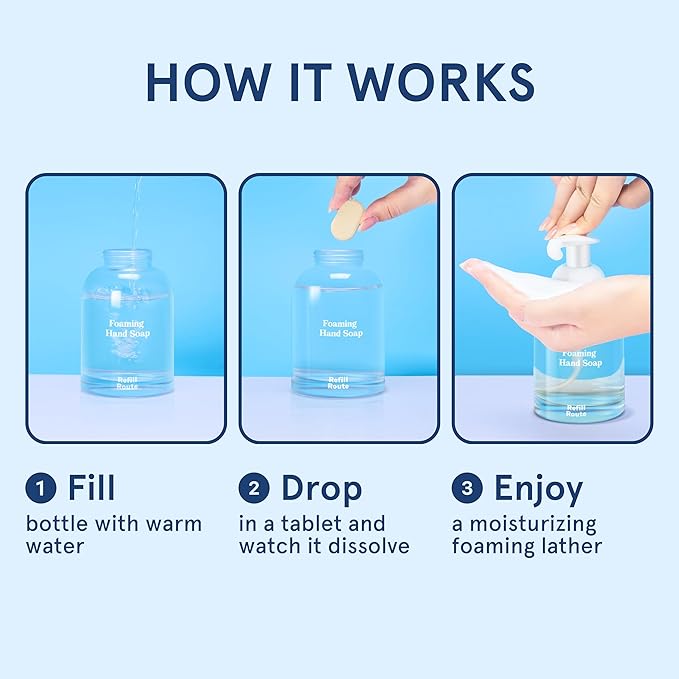 Foaming Hand Soap Tablet Refills Refill Route-6 Pack Foaming Soap Tablets For 6 x 8fl oz Bottles- Plant-Based Refill Tablets- Cleansing & Moisturizing - Lemon Scent