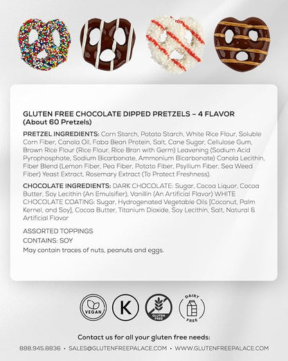 Gluten Free Palace Chocolate Covered Pretzels Gift Box – Holiday Gluten Free Treats for Thanksgiving, Christmas, and New Year – Gourmet Snack Basket for Men and Women (4 Flavors)