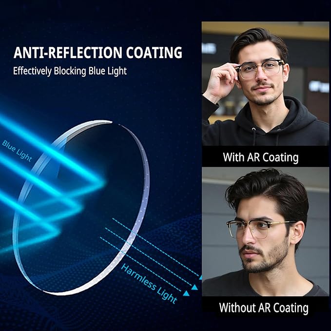 Blue Blocker Glasses for Men Metal Computer Gaming Glasses With Blue Ray Filter
