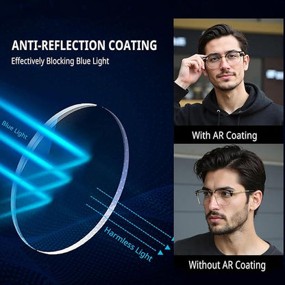Blue Blocker Glasses for Men Metal Computer Gaming Glasses With Blue Ray Filter