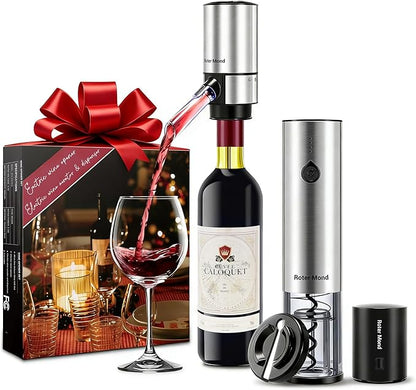 Electric Wine Opener Set, Roter Mond Automatic Wine Bottle Opener set with Electric Wine Decanter Aerator Wine Foil Cutter 2 Vacuum Stoppers, 5-in-1 Wine for Home Party Thanksgiving Christmas New Year