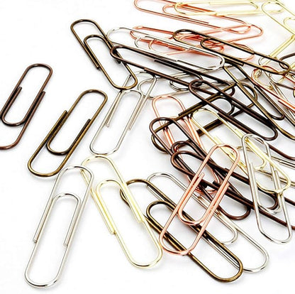 Rurili 50 Pieces 50 mm Metal Paper Clips for Office School and Personal Use (Bronze)