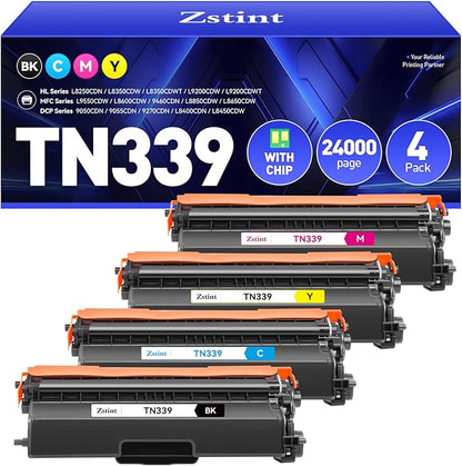 TN339 Toner Cartridge Set 4-Pack (Black Cyan Yellow Magent) Compatible for Brother TN-339 HL-L8350CDW MFC-L8850CDW MFC-L8600CDW HL-4150CDN MFC-9970CDW DCP-L8400 L8450 L8250 L8850 L8650 4570CDW Printer