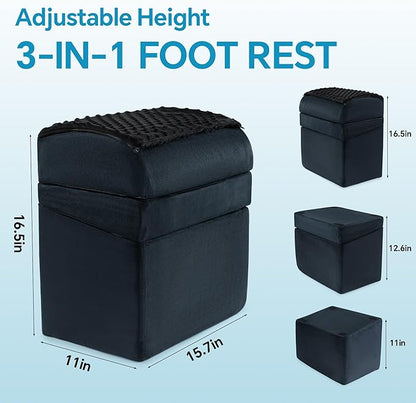 ROYALAY Adjustable Foot Rest for Under Desk at Work with Feet Warm Pocket, Ergonomic Foot Stools for Under Office Desk, Leg Rest for Desk with Machine Washable Cover