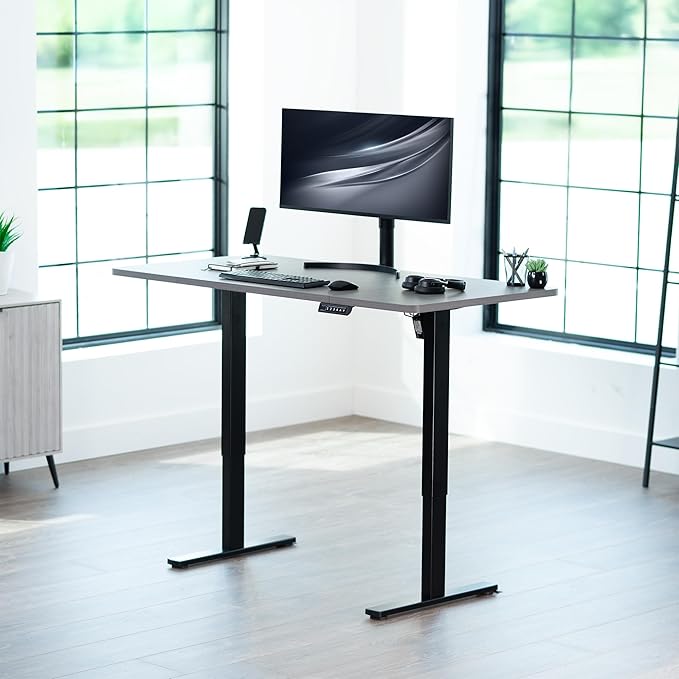 VIVO Electric 60 x 30 in Standing Desk, Memory Height Adjustment, 1B Series, Dark Gray Top Black Frame, DESK-KIT-1B6G-30