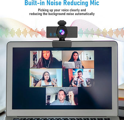 Webcam with Microphone & Privacy Cover, 1080P HD Web Computer Camera, USB Plug and Play Laptop PC Desktop Camera, Works with Zoom, Skype, Teams, Video Conferencing/Recording/Streaming