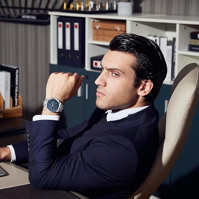 BY BENYAR Mens Watches Analog Quartz Chronograph Waterproof Wrist Watches for Men Fashion Business Work Casual Sport Designer Dress Watch with Calendar Elegant Gifts for Men