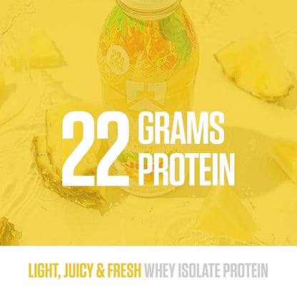 RYSE Clear Protein Drink - Jell-O Island Pineapple - 100 Calories, 22g Whey Isolate Protein Shake, Sugar-Free, 0g Fat & Lactose-Free - Refreshing Ready-to-Drink Beverage - 16.9 fl oz Bottles (12-Pack)