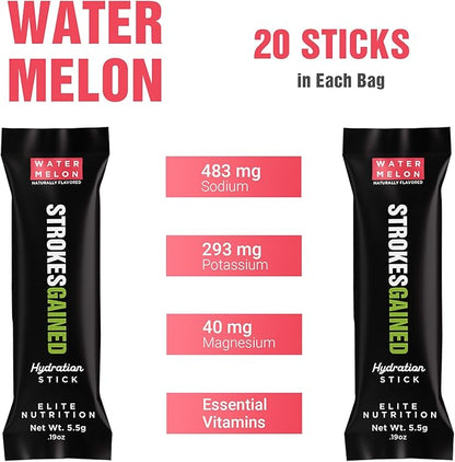 Golf Hydration Watermelon Electrolyte Powder – Sugar Free Drink Mix Packets – Golf Accessories for Men & Women – Golf Gifts – 20 Stick Packs