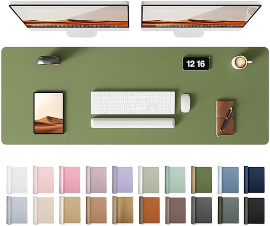 YSAGi Leather Desk Pad Protector, Office Desk Mat, Large Mouse Pad, Non-Slip PU Leather Desk Blotter, Laptop Desk Pad, Waterproof Desk Writing Pad for Office and Home (Green, 47" x 17")