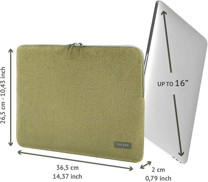 Tucano - Velluto Sleeve, Neoprene Case Cover Compatible with MacBook Pro 16" and Laptop 15.6", Protective PC Cover in Corduroy