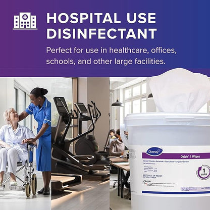 Oxivir Diversey 1 100850924 Disinfectant Cleaning Wipes, Virucidal, Pre-Moistened with Accelerated Hydrogen Peroxide AHP, Unscented, 160 Extra Large 11x12-Inch Wipes, 1-Bucket (Pack of 4)
