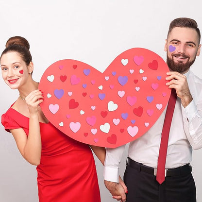 500 PCS Valentines Stickers, Matte Foam Hearts Stickers Bulk, Self-Adhesive Hearts Valentines Decor, 3 Sizes Red Purple Pink Foam Valentine Stickers Wedding Decoration Card Envelope DIY Crafts