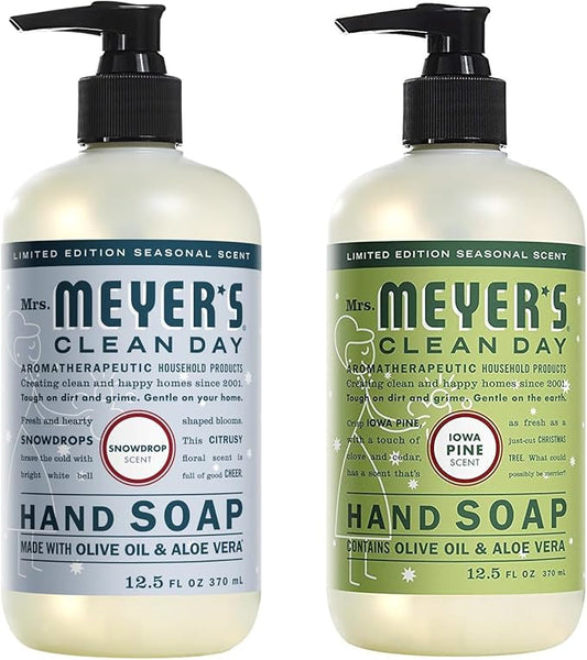 Mrs. MEYER'S Liquid Hand Soap Variety Pack, Snow Drop + Iowa Pine 12.5 oz Each, 1 CT