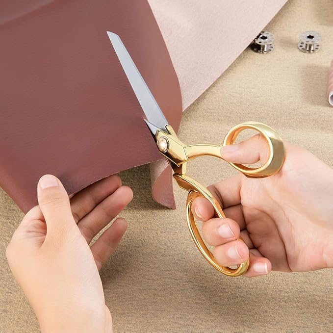 Professional Heavy Duty Tailor Scissors Gold Stainless Steel Ribbon Cutting Sewing Dressmaking (Rose Gold8.5)
