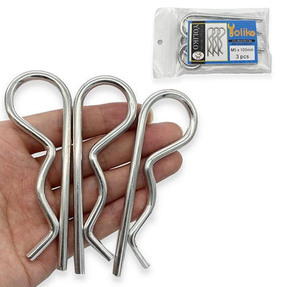 3Pcs Heavy Duty Hitch Pins Clip R Clips Spring Retaining Wire Hair Pins Cotter Pin Strong Spring Tension Large Carter Pin R Clip Large for Trailer Tractors Mower Carts Truck Pin Clip M5x100mm