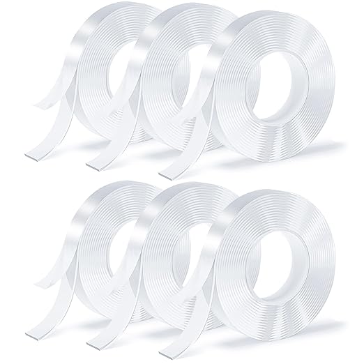 Double Sided Tape, Nano Tape, Transparent Adhesive Tape, Traceless Adhesive Tape, Removable, Washable, Reusable, Suitable for Carpets, Photo Walls, 3m Per Roll, 6 Rolls