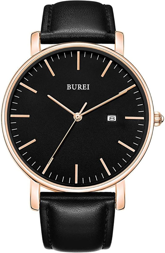 BUREI Men Wrist Watches Fashion Minimalist Analog Quartz Waterproof Watches for Men