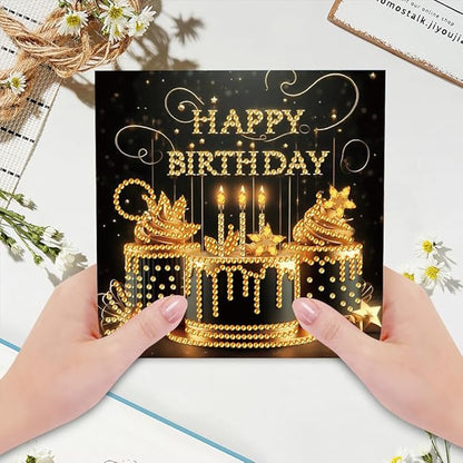 6PCS Diamond Art Painting Greeting Card Set, Birthday Pattern Cards with Envelopes,DIY Card Making Kits Thank You Card Arts Crafts for Birthday
