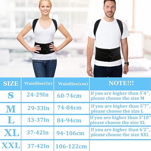 PAZAPO Posture Corrector for Men and Women - Back Brace Full Back Support Straightener for Hunchback - Upper and Lower Lumbar to Relieve,Small(24-29 Inches)