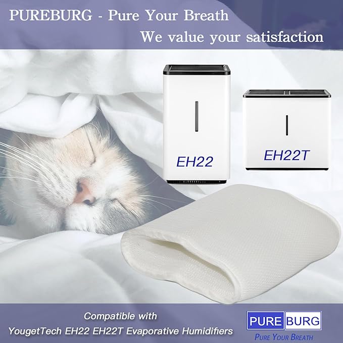 PUREBURG Replacement Filters Compatible with YougetTech EH22 EH22T Evaporative Humidifiers, 4-Pack Washable for Large Room,Office