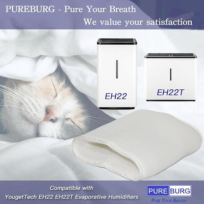 PUREBURG Replacement Filters Compatible with YougetTech EH22 EH22T Evaporative Humidifiers, 4-Pack Washable for Large Room,Office
