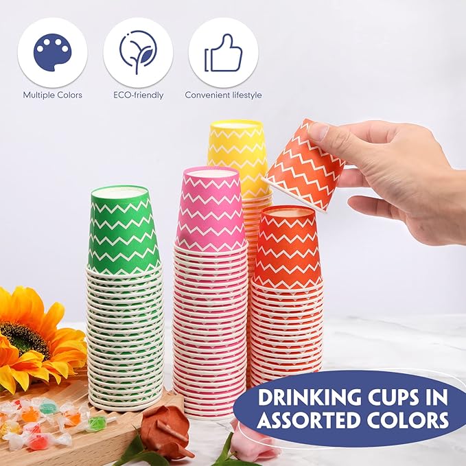 Mumufy 1500 Pieces Colorful Disposable Mouthwash Cups 5oz Disposable Bathroom Cups, Small Cups Mini Paper Cups for Parties, Picnics, Barbecues, Travel and Events, 15 Colors