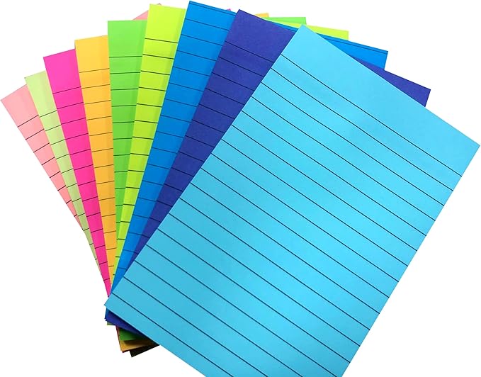(9 Pack) Lined Sticky Notes Pads, 9 Bright Colors Post Sticky Notes 4x6 Inches,  Sticky Notes Perfect for Office,School,Meeting and Home.