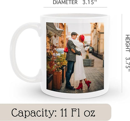 Personalized Coffee Mug | Custom Photo Text and Logo Ceramic Mug | Customized 11 Oz Tea Cup for Men & Women | Unique Gift Idea - Taza Personalizadas Design with Picture or Message | White