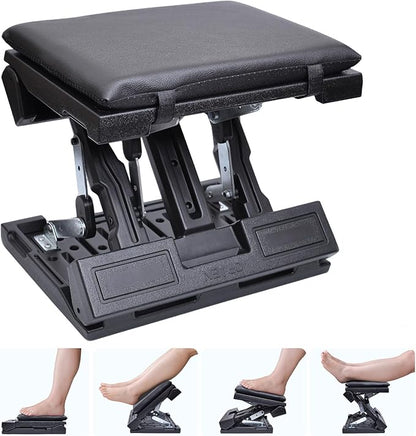 Scalebeard Foot Rest for Under Desk at Work,Height Adjustable Infinite Angle Ergonomic Foldable Footrest for Office, Gaming,Computer, Removable Pad Desk Foot Stool with Massage Beads,All-Season(Black)