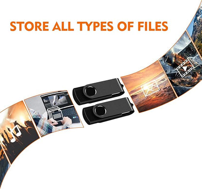 AreTop 50 Pack 4GB Bulk Flash Drive USB 2.0 Thumb Drive Pen Drives Swivel Jump Drives Memory Stick Bulk USB Stick (50 Pack 4GB, Black)