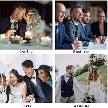 HISDERN Men Floral Ties Woven Classic 3.4" Necktie Set Formal Tie Pocket Square for Wedding with Handkerchief Gift Box