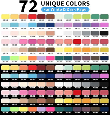 Gel Pens For Coloring, 72 Colors Retractable Colored Pens for Black Paper & White Paper, 0.7mm Fine Point Colorful Pens for Coloring, Writing, Drawing, Journaling, Note Taking, School, Office, Home