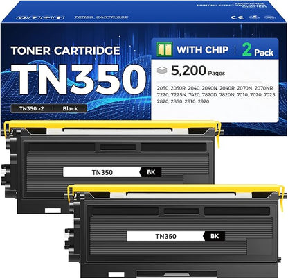 TN350 Toner Cartridge High Yield 2 Black Replacement for Brother TN-350 TN 350 Toner Compatible with Intellifax 2820 2910 2920 HL-2030 HL-2070N HL-2040 DCP-7020 MFC-7220 MFC-7225n MFC-7420 MFC-7820N