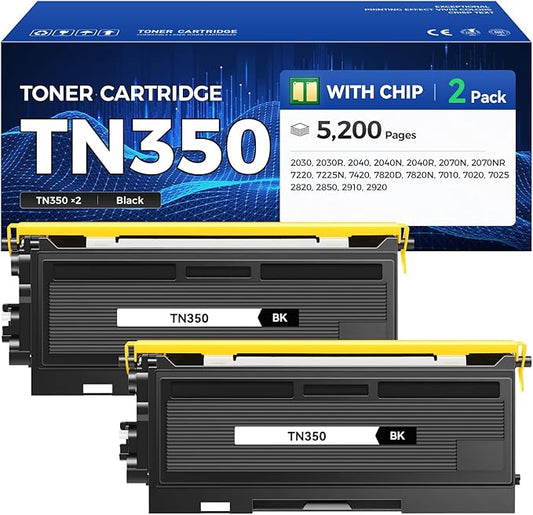 TN350 Toner Cartridge High Yield 2 Black Replacement for Brother TN-350 TN 350 Toner Compatible with Intellifax 2820 2910 2920 HL-2030 HL-2070N HL-2040 DCP-7020 MFC-7220 MFC-7225n MFC-7420 MFC-7820N