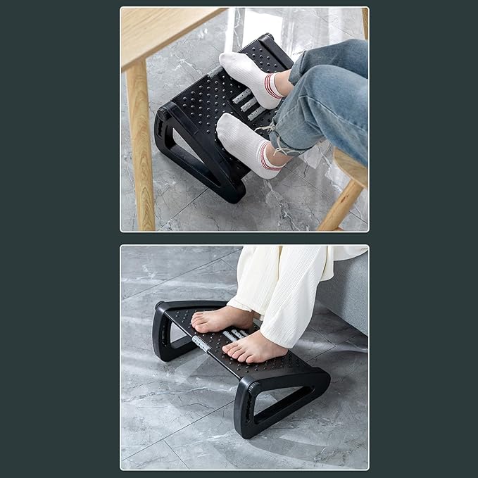 Under Desk Foot Stool Adjustable Height Ergonomic Desk Foot Rest with Anti Slip Design for Home Office Study Room Plastic Material
