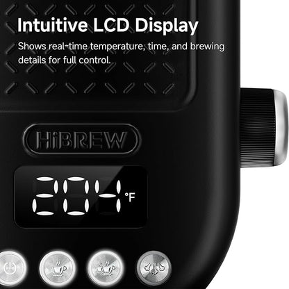 HIBREW H10B - 51mm Espresso Machine - Temperature & Cup Volume Adjustable at will - With Intelligent Display Screen & Pressure Gauge - Stainless Steel Body (Black)