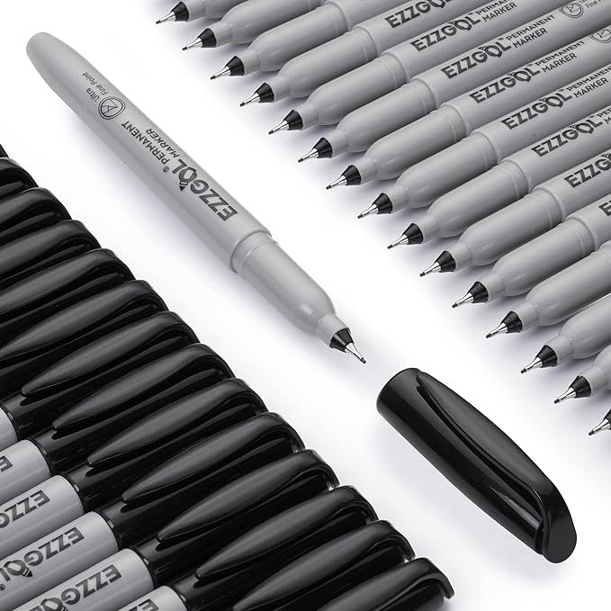 Ultra Fine Permanent Marker, 36 Pack Ultra Fine Point Black Permanent Marker set, Works on Plastic, Wood, Stone, Metal and Glass for Doodling, Marking
