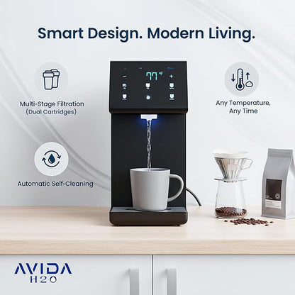 Ultra Instant Hot and Cold Water Dispenser - Bottleless Water Dispenser Countertop with Full Installation Kit and Quiet Multi-Stage Filtration + UV Sterilization & Modern Touchscreen Design