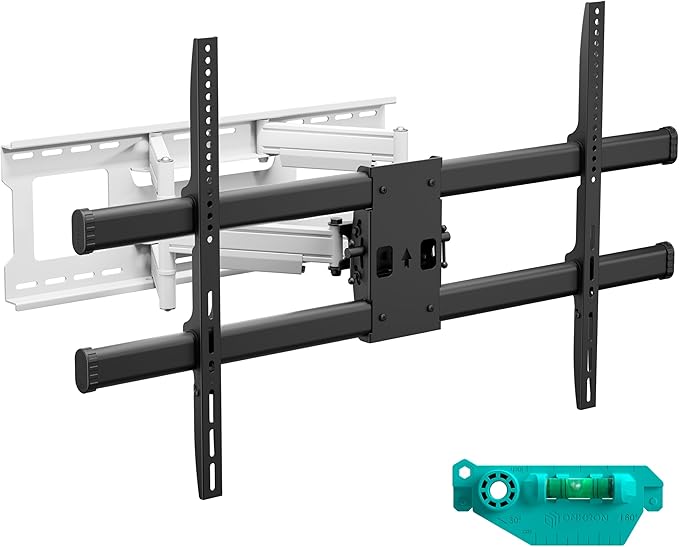 ONKRON Full Motion TV Wall Mount for 42-120 Inch Screen up to 220 lbs, Large Heavy Duty TV Mount Extending, VESA 200x100-1000x600, Tilt and Swivel Television Mount Bracket, Black-White