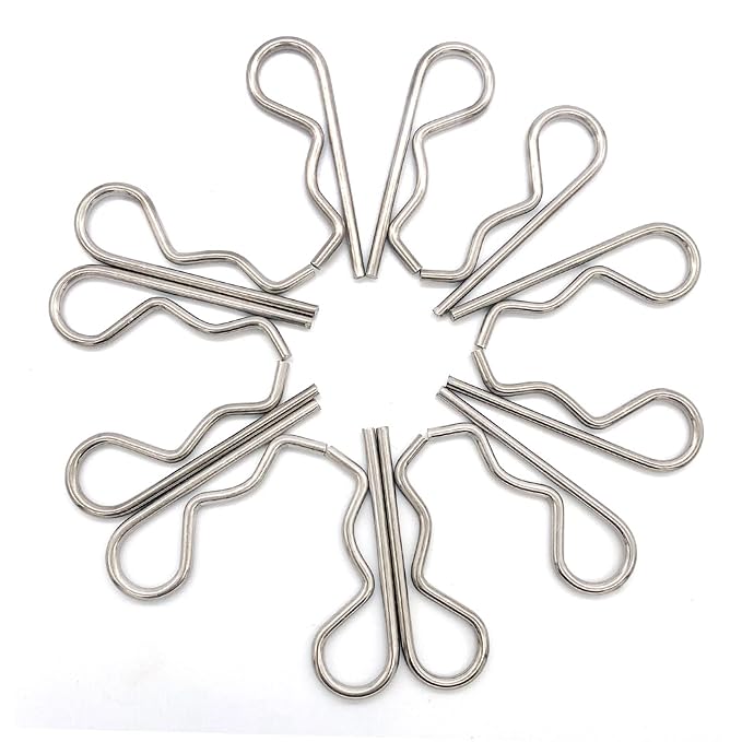 12 Pcs Heavy Duty Stainless Steel Cotter Pin R Clip Spring Retaining Wire Hair Pins for Trailer Lock System M3x60 Keeper