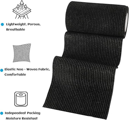 6 Rolls Elastic Self Adhesive Bandage Wrap 4 Inch, Breathable Non Woven Cohesive Bandage, Vet Wrap for Dogs, Ankle Sprains Swelling Medical First Aid Tape, Sports Athletic Tape Black