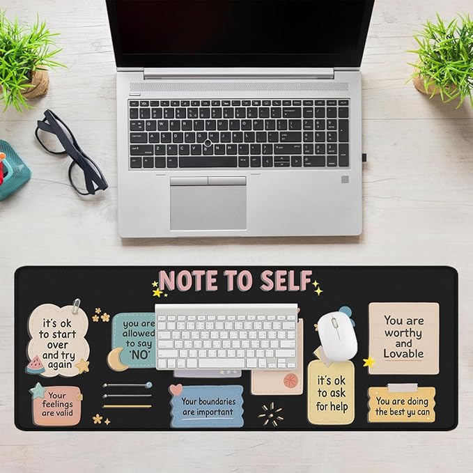 Positive Quotes Gaming Mouse Pad Cute Self Care Affirmations Mouse Pad Large Mousepad Extended Laptop Keyboard Mat Gaming Desk Pad Mouse Mat 31.5"x11.8"