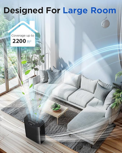 Air Purifiers for Home Large Room 2200 Ft² with Washable Filters, MOOKA HEPA Filter Pet Air Purifier for Bedroom with Fragrance, Air Cleaner for Smoke Dust Pollen Pets Hair Odor, KJ190L Black