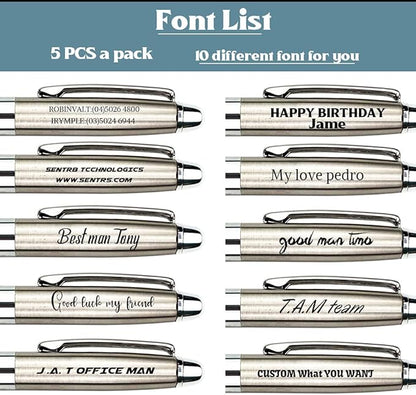 Ancolo Personalized Executive Business Pens - Medium Point Black Ink with 10 Extra Refills Custom with Your Name or Message, Gift for Students/Teacher/Manager/Lawyer/Professor 5PCS/Pack