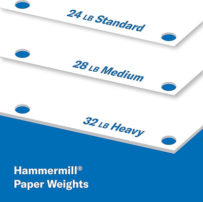 Hammermill Printer Paper, Premium Color 28 lb Copy Paper, 3 Hole - 8 Ream (4,000 Sheets) - 100 Bright, Made in the USA, 102500C