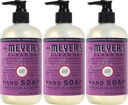 MRS. MEYER'S CLEAN DAY Liquid Hand Soap, Cruelty Free, Plum Berry Scent, 12.5 oz- Pack of 3