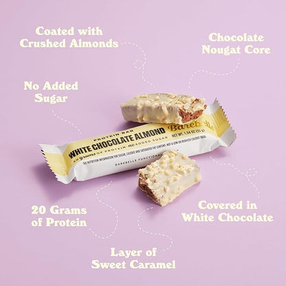 Barebells Protein Bars White Chocolate Almond - 12 Count, Pack of 2 - Protein Snacks with 20g of High Protein - Chocolate Protein Bar with 1g of Total Sugars - On The Go Protein Snack & Breakfast Bars
